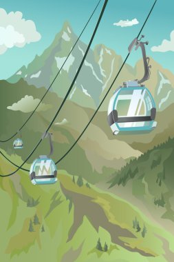 Cableway in the Mountains clipart