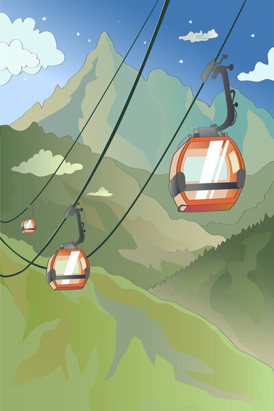 Cartoon Mountain Cableway