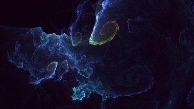 3D görüntüleme soyut mavi teknoloji fraktal arkaplan