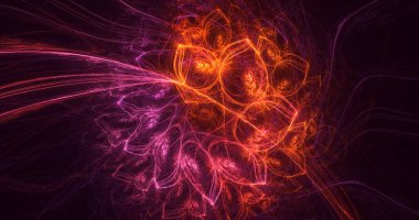 Soyut çok renkli fraktal ışık arkaplanı 3B görüntüleme