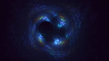 Soyut mavi fraktal ışık arkaplanı 3 boyutlu oluşturuluyor