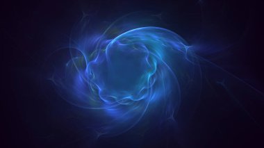 Soyut mavi fraktal ışık arkaplanı 3 boyutlu oluşturuluyor