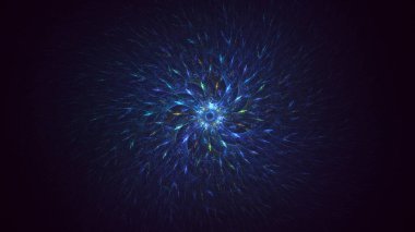 Soyut mavi fraktal ışık arkaplanı 3 boyutlu oluşturuluyor