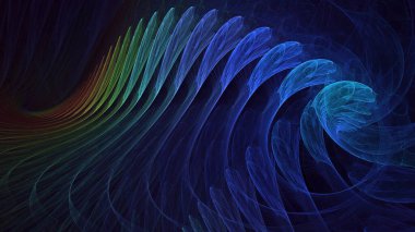 Soyut mavi fraktal ışık arkaplanı 3 boyutlu oluşturuluyor