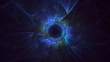 Soyut mavi fraktal ışık arkaplanı 3 boyutlu oluşturuluyor