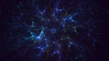 Soyut mavi fraktal ışık arkaplanı 3 boyutlu oluşturuluyor