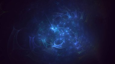 Soyut mavi fraktal ışık arkaplanı 3 boyutlu oluşturuluyor
