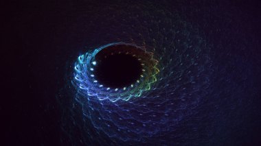 Soyut mavi fraktal ışık arkaplanı 3 boyutlu oluşturuluyor