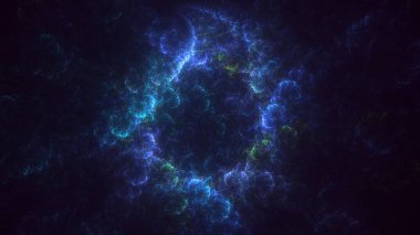 Soyut mavi fraktal ışık arkaplanı 3 boyutlu oluşturuluyor