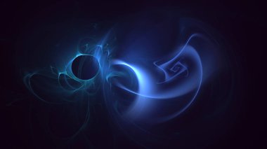 Soyut mavi fraktal ışık arkaplanı 3 boyutlu oluşturuluyor