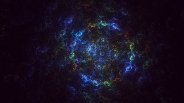 Soyut mavi fraktal ışık arkaplanı 3 boyutlu oluşturuluyor