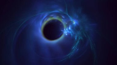 Soyut mavi fraktal ışık arkaplanı 3 boyutlu oluşturuluyor