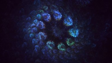 Soyut fraktal ışık arkaplanı 3 boyutlu oluşturuluyor