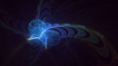 Soyut çok renkli fraktal ışık arkaplanı 3B görüntüleme