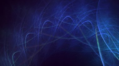 Soyut mavi fraktal ışık arkaplanı 3 boyutlu oluşturuluyor