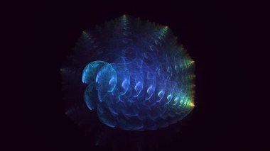 Soyut mavi fraktal ışık arkaplanı 3 boyutlu oluşturuluyor