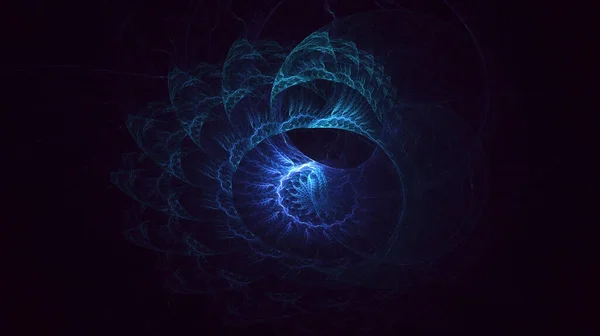 추상적 파란색 기술의 프랙탈적 배경을 렌더링 — 스톡 사진