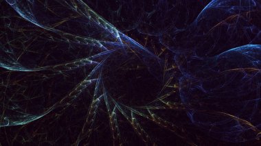 Soyut mavi fraktal ışık arkaplanı 3 boyutlu oluşturuluyor