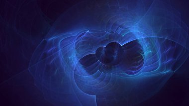 Soyut mavi fraktal ışık arkaplanı 3 boyutlu oluşturuluyor