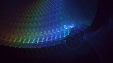 Soyut mavi fraktal ışık arkaplanı 3 boyutlu oluşturuluyor