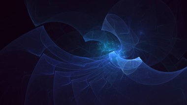 Soyut mavi fraktal ışık arkaplanı 3 boyutlu oluşturuluyor