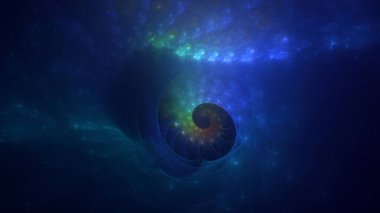 Soyut mavi fraktal ışık arkaplanı 3 boyutlu oluşturuluyor