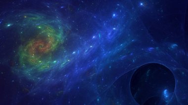 Soyut çok renkli fraktal ışık arkaplanı 3B görüntüleme