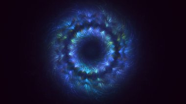 Soyut mavi fraktal ışık arkaplanı 3 boyutlu oluşturuluyor