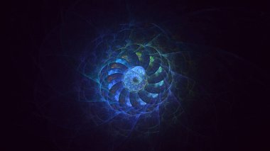 Soyut mavi fraktal ışık arkaplanı 3 boyutlu oluşturuluyor