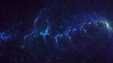 Soyut mavi fraktal ışık arkaplanı 3 boyutlu oluşturuluyor