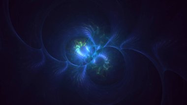 Soyut mavi fraktal ışık arkaplanı 3 boyutlu oluşturuluyor