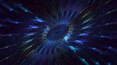 Soyut mavi fraktal ışık arkaplanı 3 boyutlu oluşturuluyor