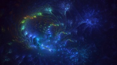 Soyut çok renkli fraktal ışık arkaplanı 3B görüntüleme