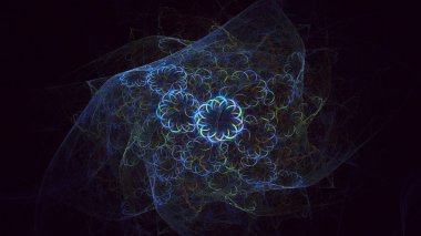Soyut çok renkli fraktal ışık arkaplanı 3B görüntüleme