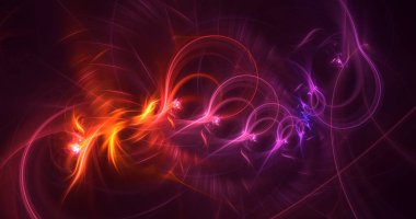 Soyut çok renkli fraktal ışık arkaplanı 3B görüntüleme