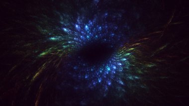 Soyut mavi fraktal ışık arkaplanı 3 boyutlu oluşturuluyor