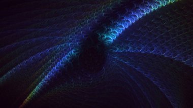 Soyut mavi fraktal ışık arkaplanı 3 boyutlu oluşturuluyor