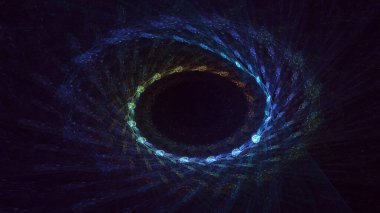 Soyut mavi fraktal ışık arkaplanı 3 boyutlu oluşturuluyor