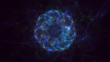 3D, soyut çok renkli teknoloji fraktal ışık arkaplanı oluşturuluyor