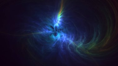 3D, soyut çok renkli teknoloji fraktal ışık arkaplanı oluşturuluyor