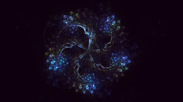 Rendering Abstract Multicolor Technology Fractal Light Background — 图库照片