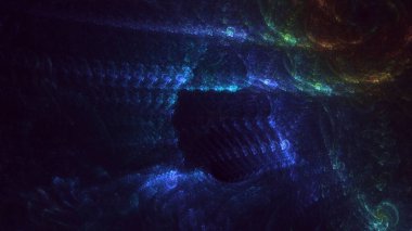 3D, soyut çok renkli teknoloji fraktal ışık arkaplanı oluşturuluyor