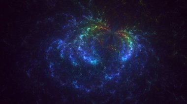 3D, soyut çok renkli teknoloji fraktal ışık arkaplanı oluşturuluyor