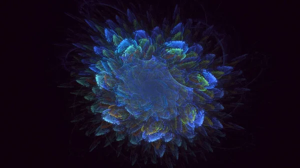 3Dレンダリング抽象的な多色技術のフラクタルライト背景 — ストック写真