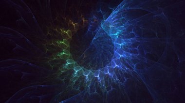 3D, soyut çok renkli teknoloji fraktal ışık arkaplanı oluşturuluyor