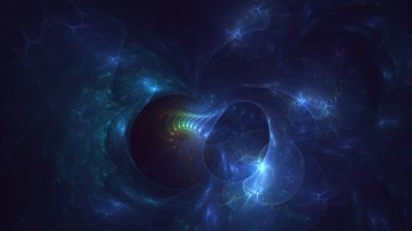 Soyut mavi fraktal ışık arkaplanı 3 boyutlu oluşturuluyor