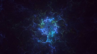 3D, soyut çok renkli teknoloji fraktal ışık arkaplanı oluşturuluyor