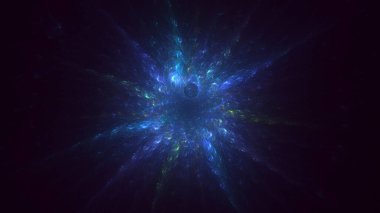 Soyut fraktal ışık arkaplanı 3 boyutlu oluşturuluyor