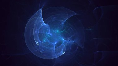 Soyut mavi fraktal ışık arkaplanı 3 boyutlu oluşturuluyor