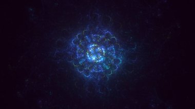 Soyut mavi fraktal ışık arkaplanı 3 boyutlu oluşturuluyor